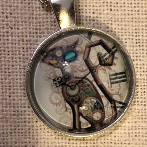 Steampunk cat necklace